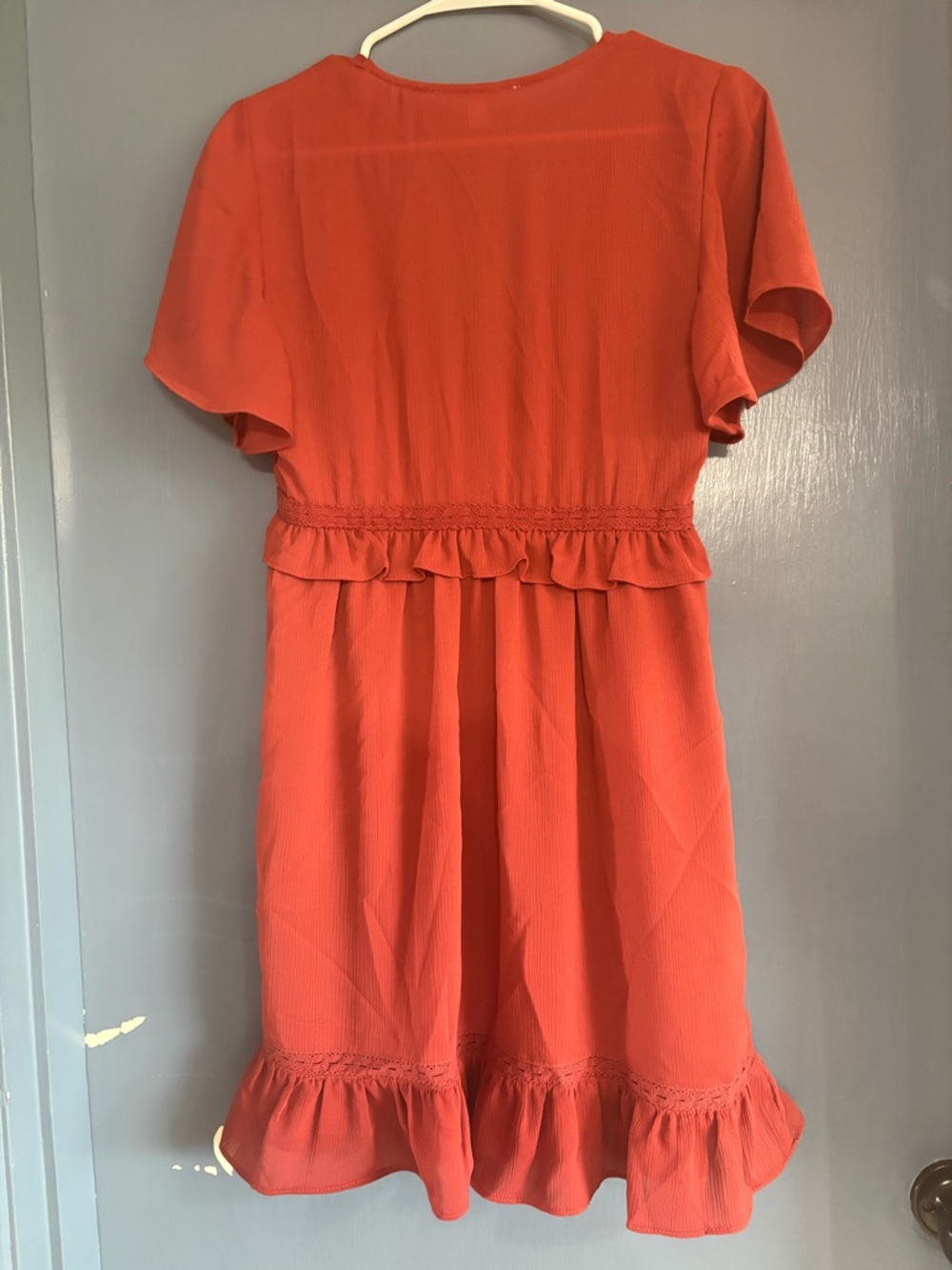 Miami Orange Button-Front Ruffle Mini Dress - Picture 2 of 3